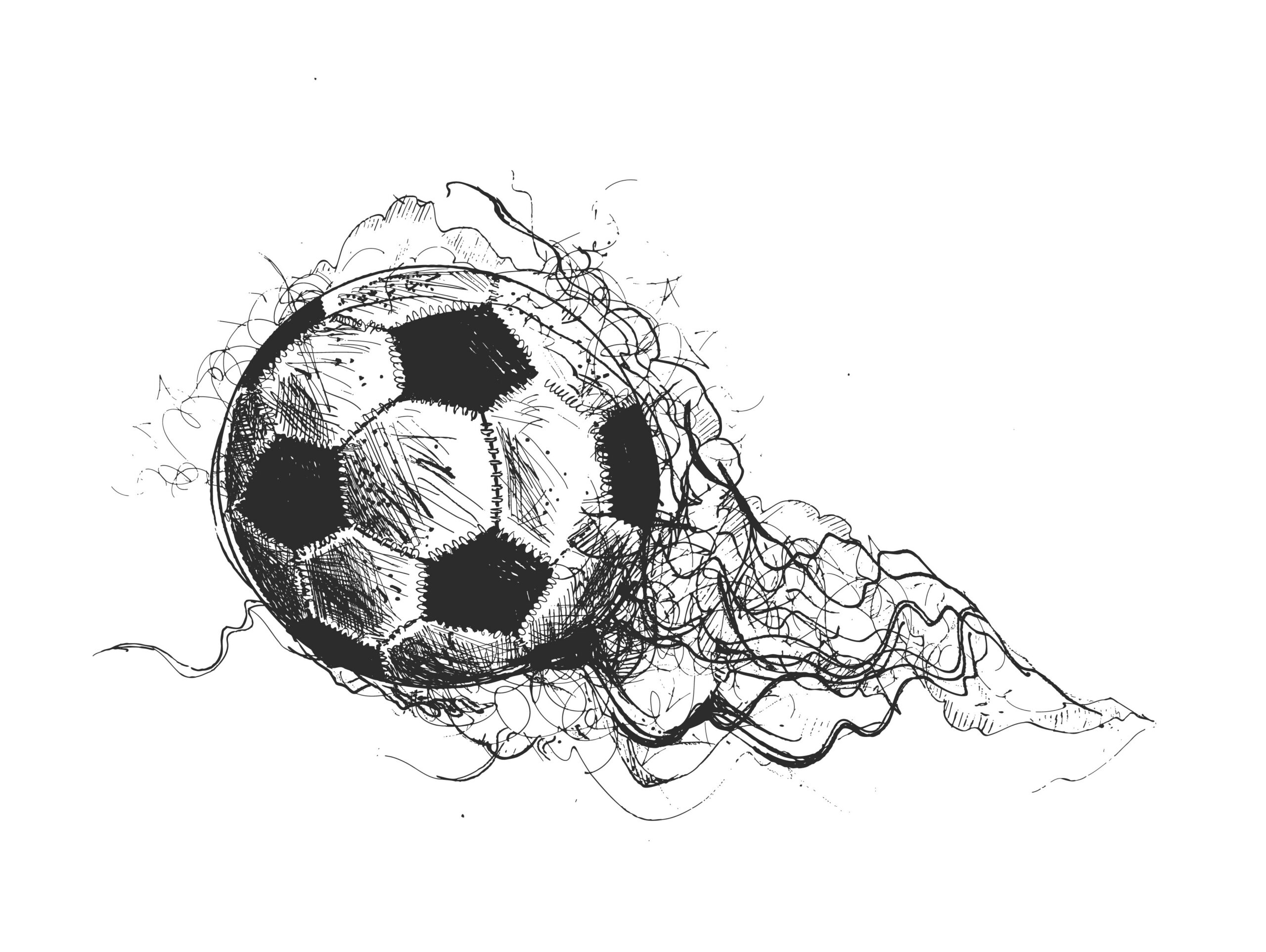 Football sketch with smokey wave design, vector illustration.